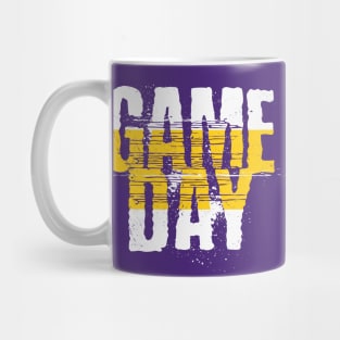 Purple and Gold Gameday // Grunge Vintage Football Gameday Mug